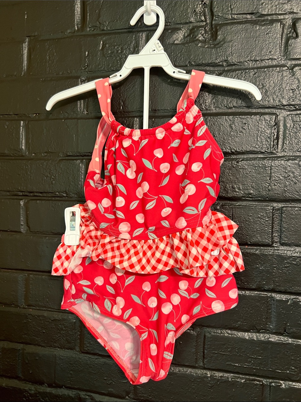 Matilda Jane Girls Red Cherry Print Ruffled One-Piece Swimsuit